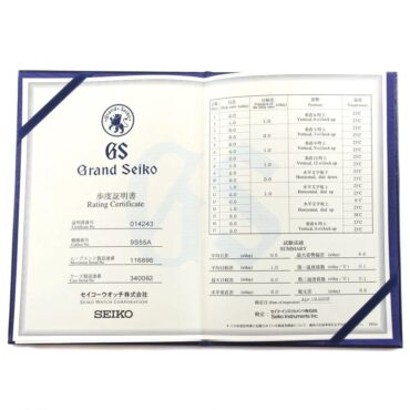 Grand Seiko SBGR001 Certificate